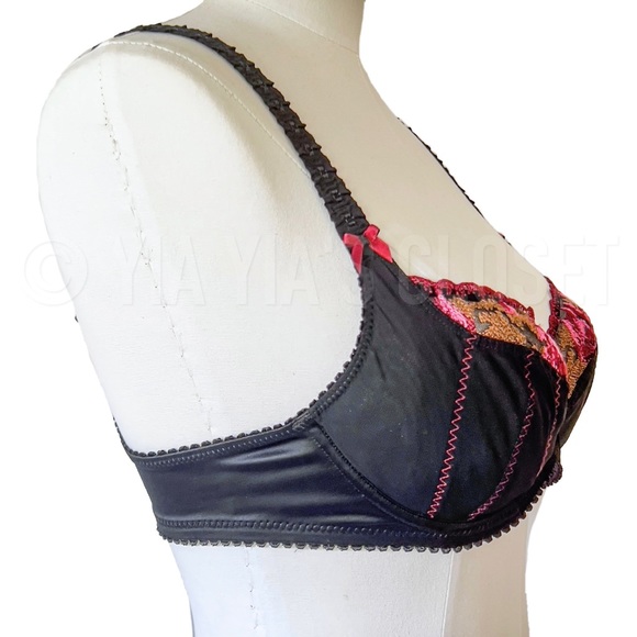 Empreinte 32C Rose 08129 Black/Red Underwire Balcony/Demi Lace Bra - NEW Pin-Up - Picture 2 of 15